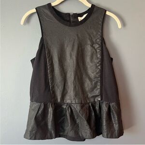 SEA New York 100% Lambs Leather Peplum Top